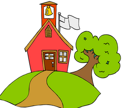 Kirche Illustration mit Baum und Fahne